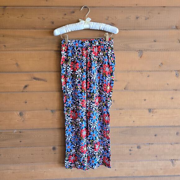 Wray Sol Pant Floral Primary Daisy Retro Straight Leg Crop Trouser XS Boho Y2K - Picture 2 of 7